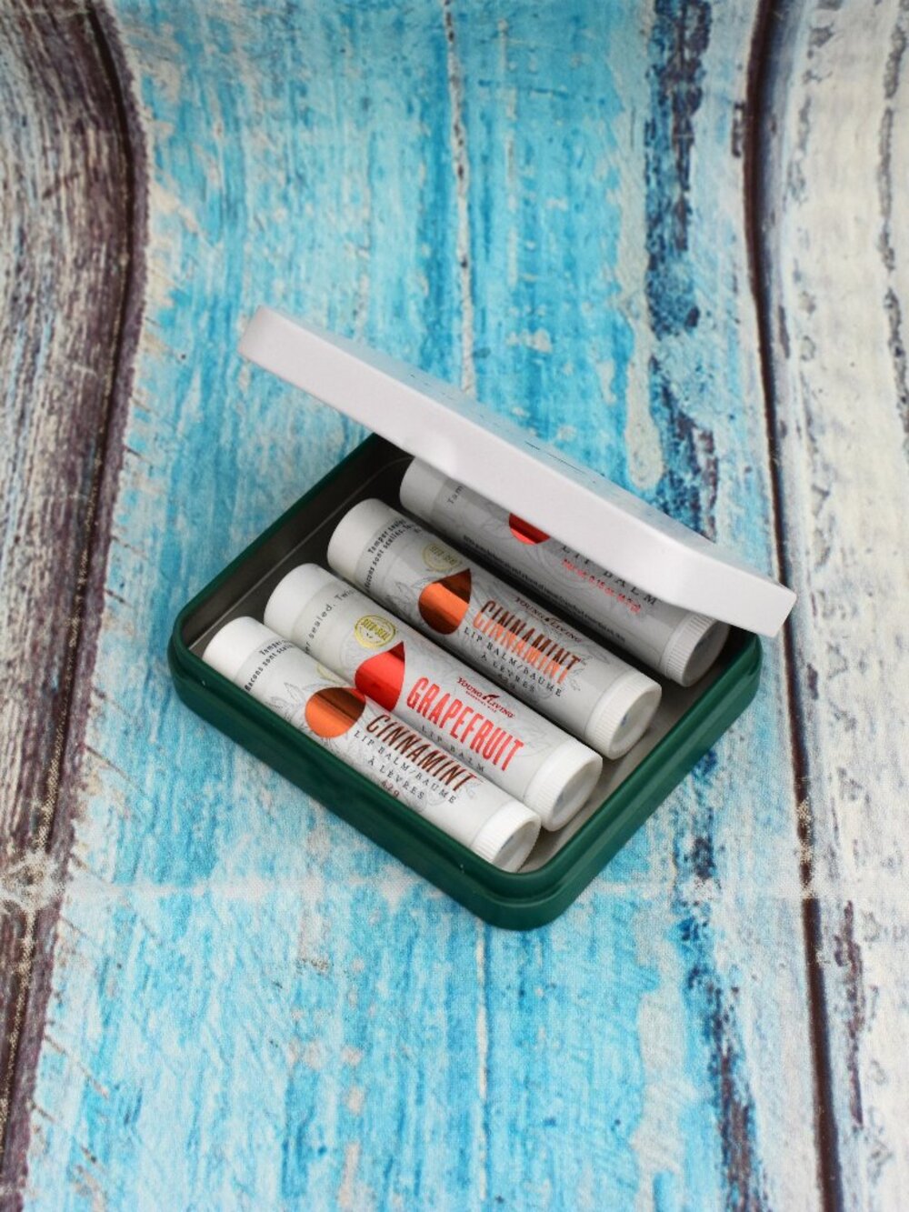 LOT OF 4 - Lip Balm Grapefruit & Cinnamint With Tin Case Young Living NEW